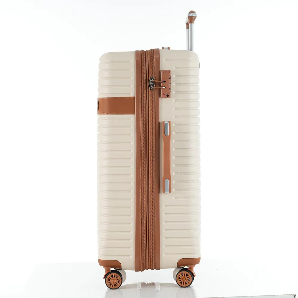 Set of 4 Expandable Lightweight Suitcase with Packing Cubes TSA Lock and Spinner Wheels - Cream