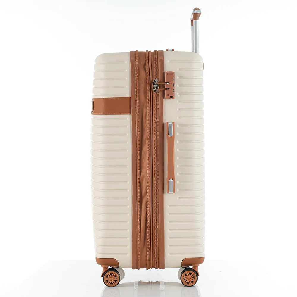 Set of 4 Expandable Lightweight Suitcase with Packing Cubes TSA Lock and Spinner Wheels - Cream