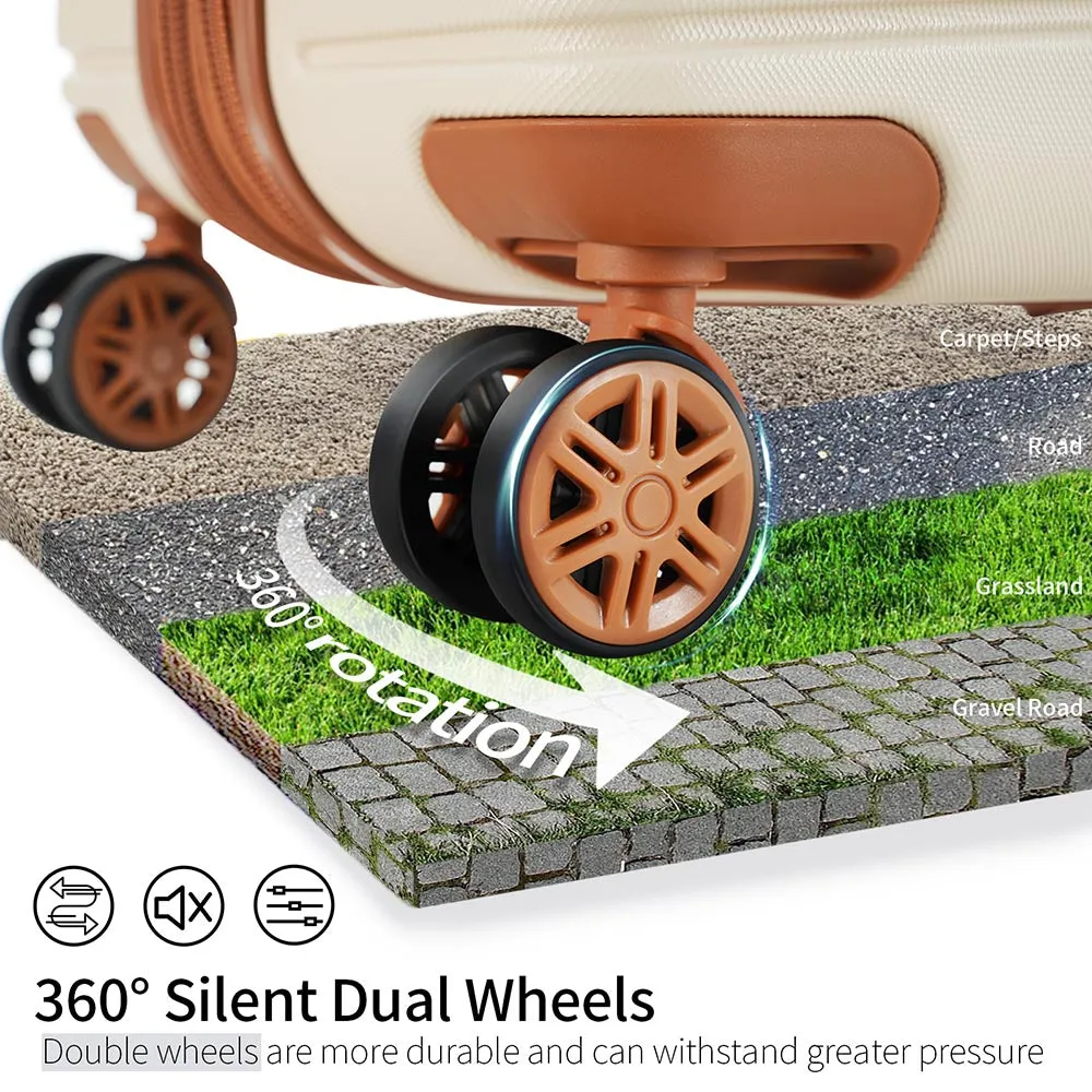 Set of 4 Expandable Lightweight Suitcase with Packing Cubes TSA Lock and Spinner Wheels - Cream