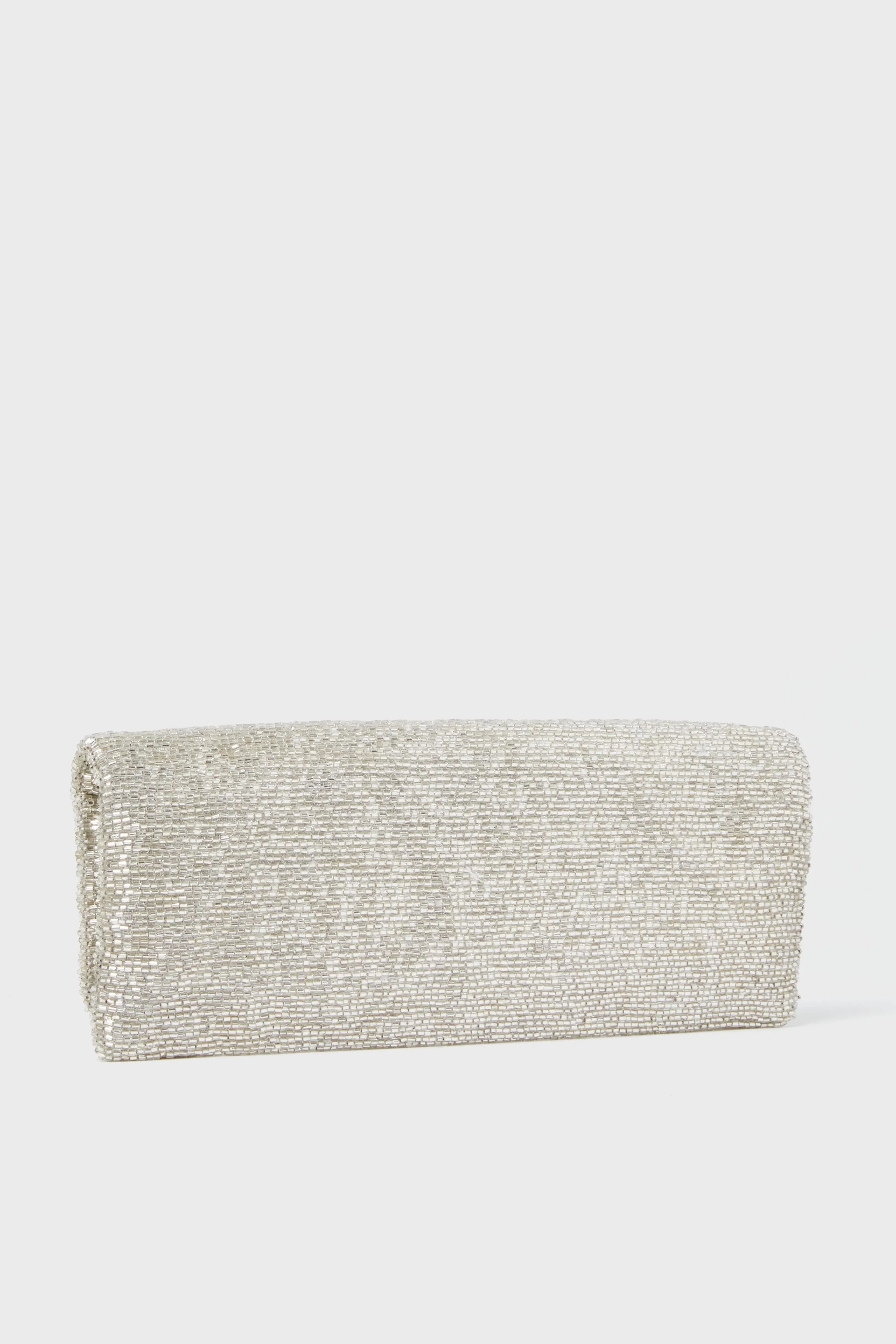 Silver Beaded Clutch