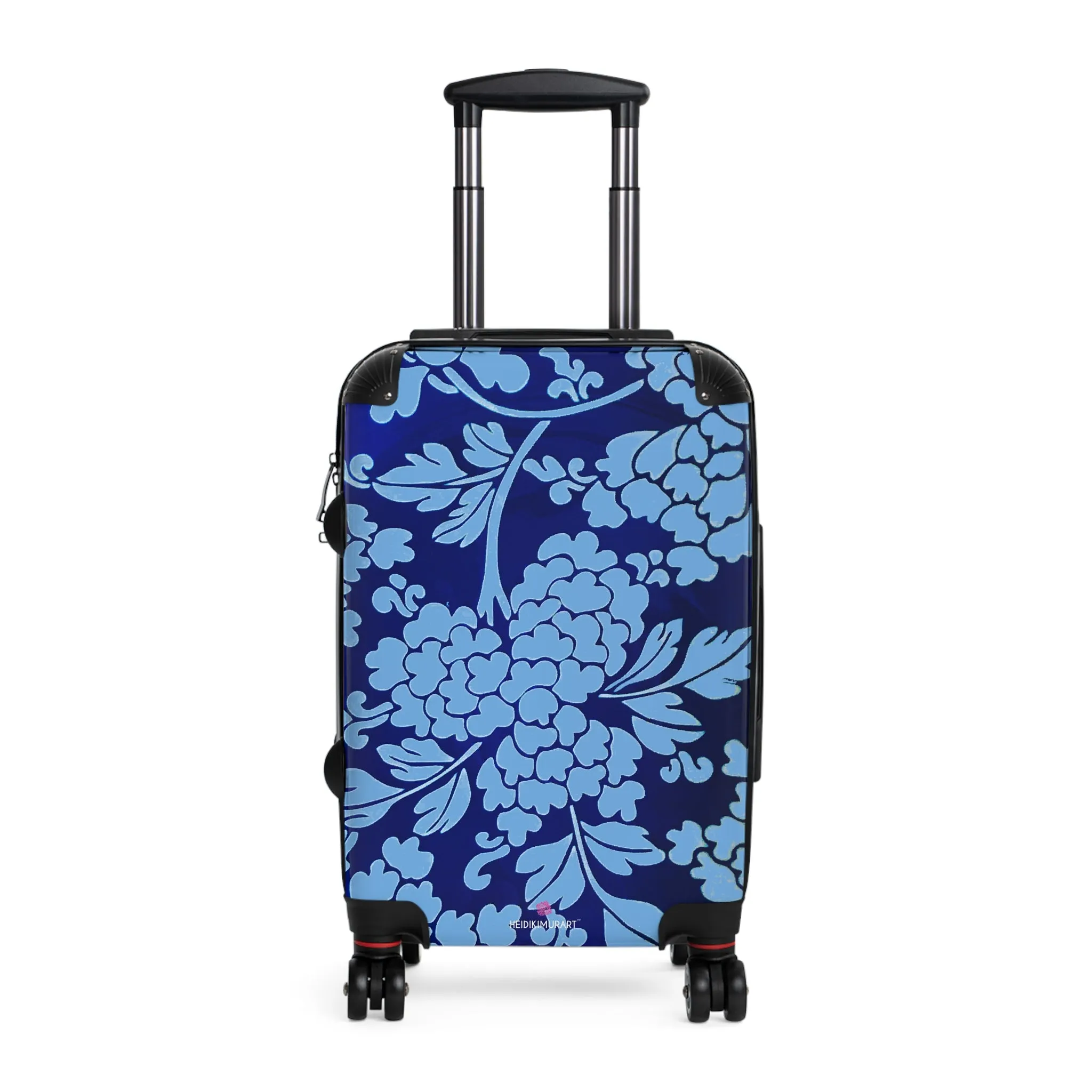 Sky Blue Floral Print Suitcase, Abstract Oriental Style Floral Print Designer Suitcases, Travel Bag Suitcases (Small, Medium, Large)
