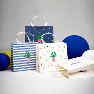 Stylish Cactus Themed Gift Bags - Set Of 4