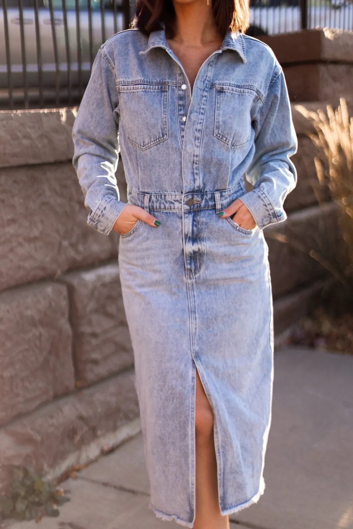 Take Me Out Denim Utility Dress - FINAL SALE