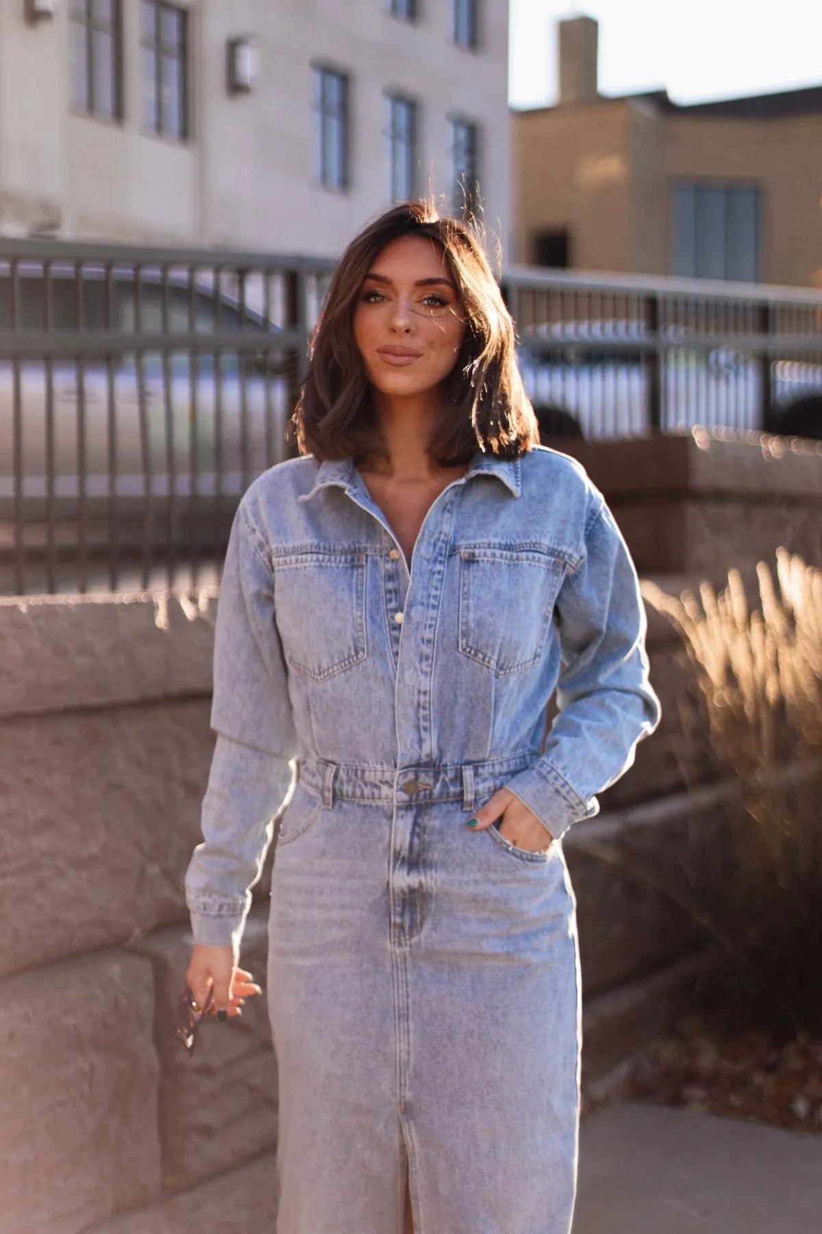 Take Me Out Denim Utility Dress - FINAL SALE