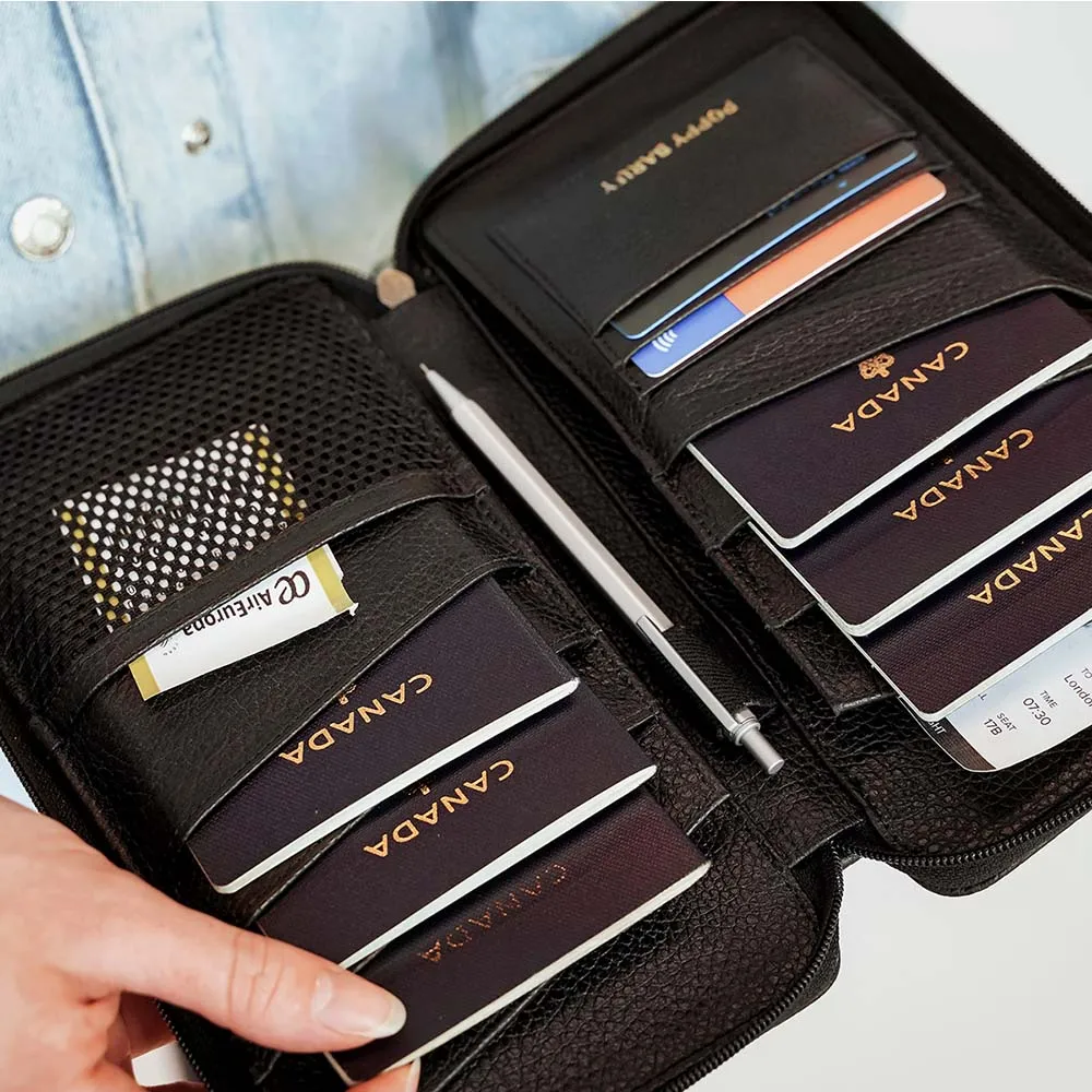 The Six Person Family Passport Holder Black Pebble