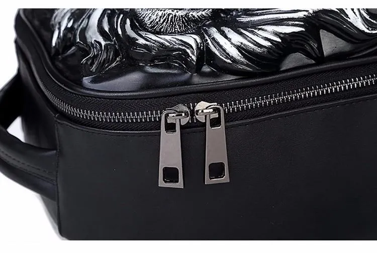 Unisex 3D Lion Design PU Leather Backpack