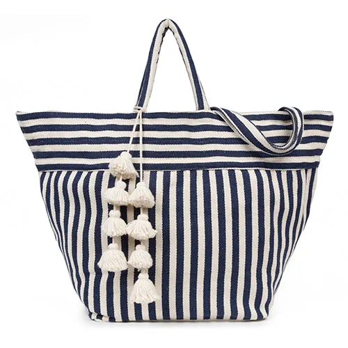 Valerie Beach Bag Organic Tassel Indigo