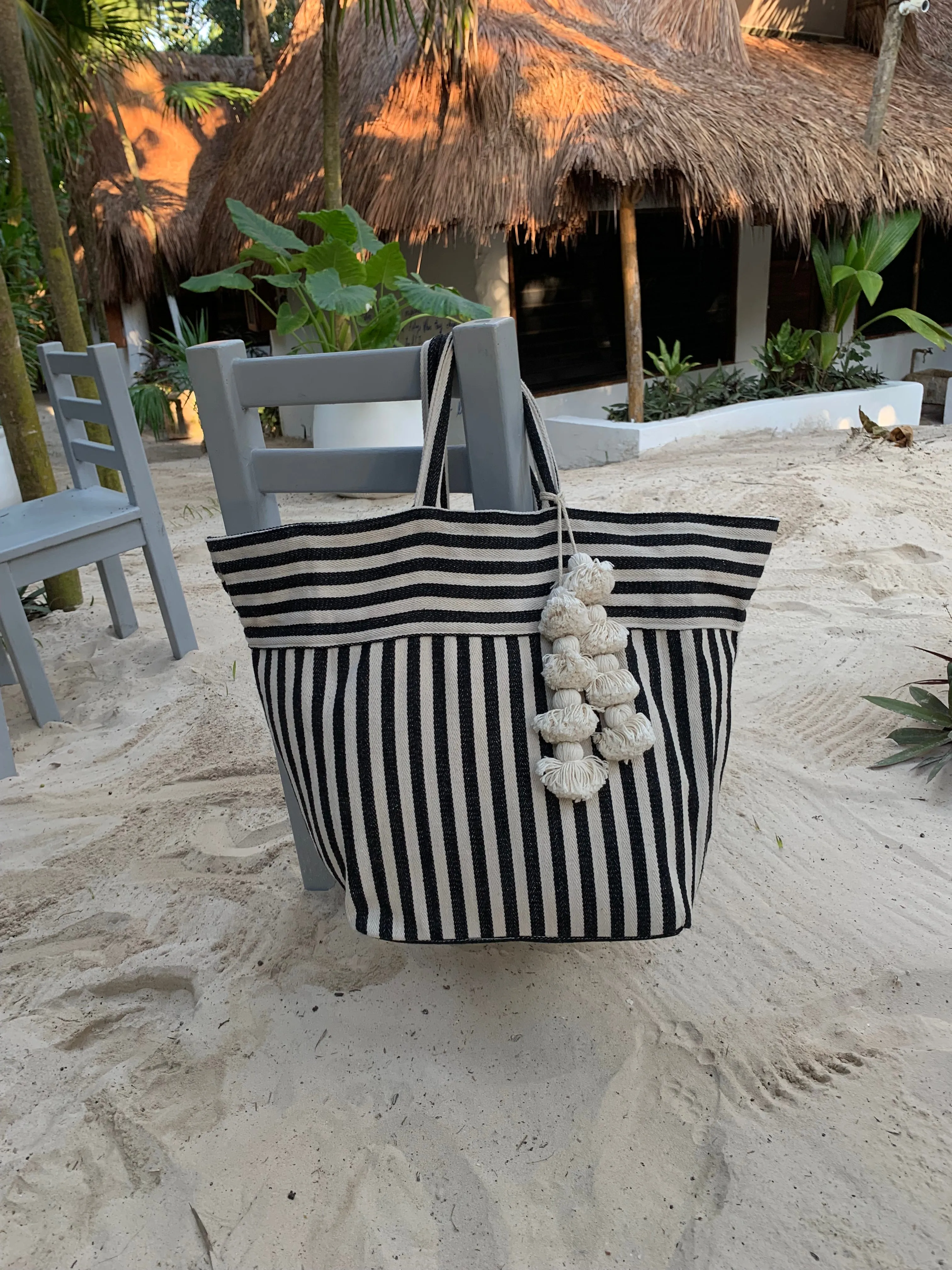 Valerie Beach Bag Organic Tassel Indigo