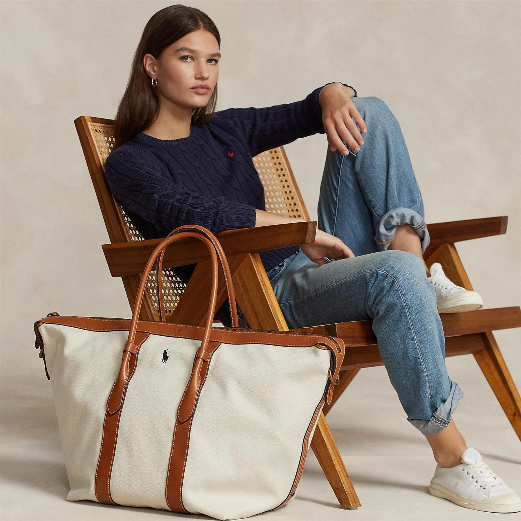 Womens XL Tote Bag Natural/Cuoio - 2024