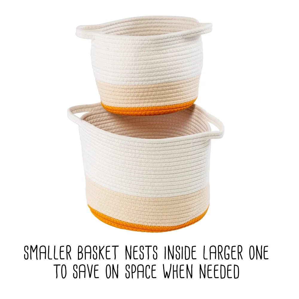 Yellow/White Ombré Cotton Rope Nesting Basket (Set of 2)